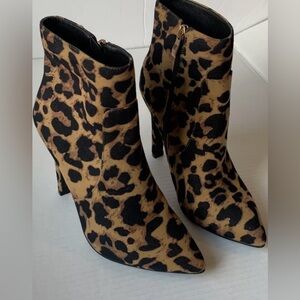Suede Cheetah Ankle Boot Heels